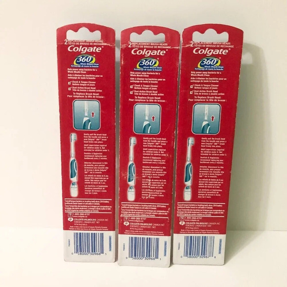 3 Packs Colgate 360 Whole Mouth Clean  Soft Replacement Heads 2 Soft 1 Med - Picture 2 of 12